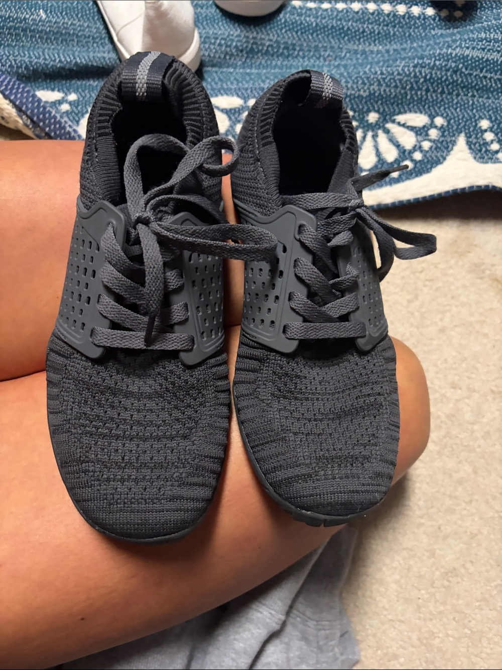 WHITIN Women's Knit Lace-Up Athletic Sneakers - Charcoal Gray
